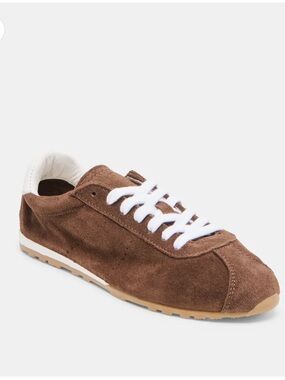 Dolce Vita Serina Suede Sneaker in Brown with White Accents